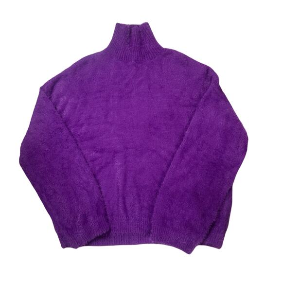 Zara Purple Mock Neck Eyelash Sweater NEW - Picture 1 of 4